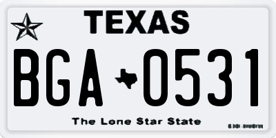 TX license plate BGA0531