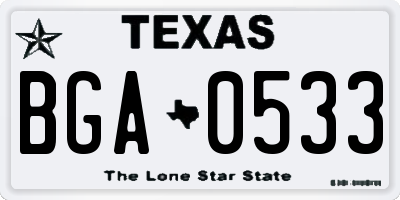 TX license plate BGA0533