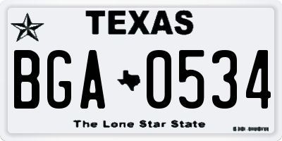 TX license plate BGA0534