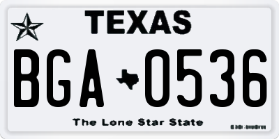 TX license plate BGA0536