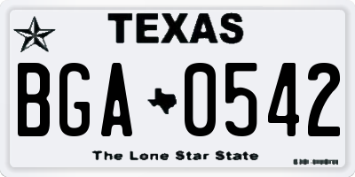 TX license plate BGA0542