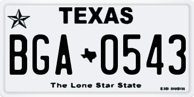 TX license plate BGA0543