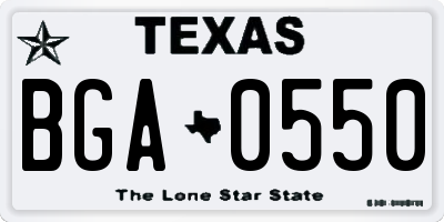 TX license plate BGA0550