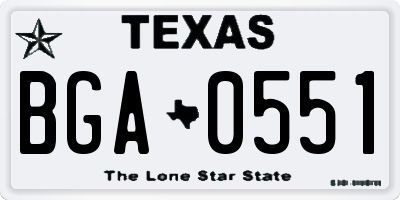 TX license plate BGA0551
