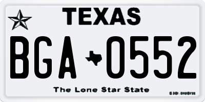 TX license plate BGA0552