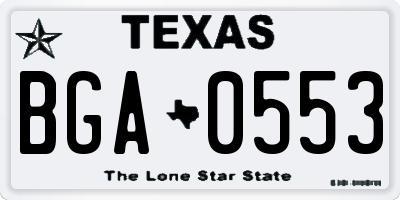TX license plate BGA0553