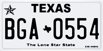TX license plate BGA0554