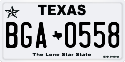 TX license plate BGA0558