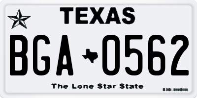 TX license plate BGA0562
