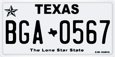 TX license plate BGA0567