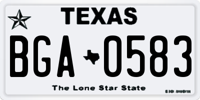 TX license plate BGA0583