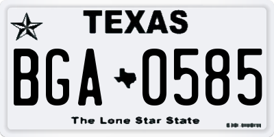 TX license plate BGA0585