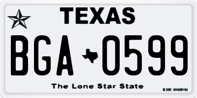 TX license plate BGA0599