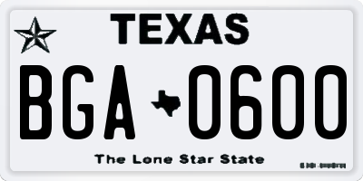 TX license plate BGA0600