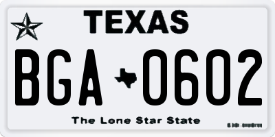 TX license plate BGA0602
