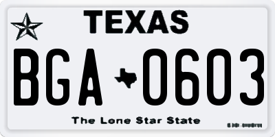TX license plate BGA0603