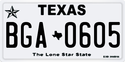 TX license plate BGA0605