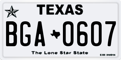 TX license plate BGA0607