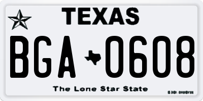 TX license plate BGA0608
