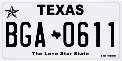 TX license plate BGA0611