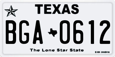 TX license plate BGA0612