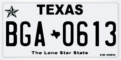 TX license plate BGA0613