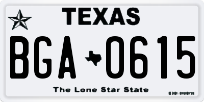 TX license plate BGA0615