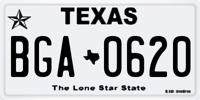 TX license plate BGA0620