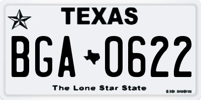 TX license plate BGA0622