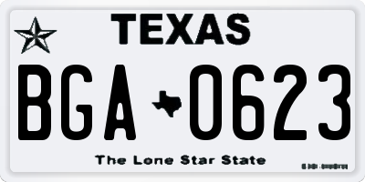 TX license plate BGA0623