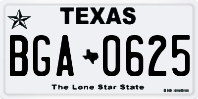 TX license plate BGA0625