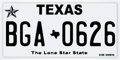 TX license plate BGA0626