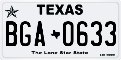 TX license plate BGA0633