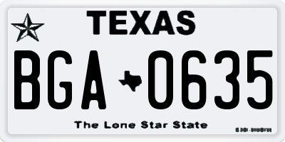 TX license plate BGA0635