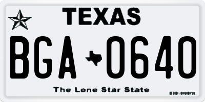 TX license plate BGA0640