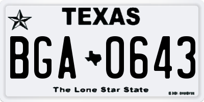 TX license plate BGA0643