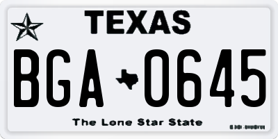 TX license plate BGA0645