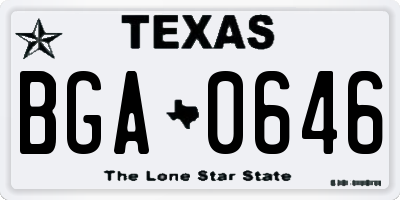 TX license plate BGA0646