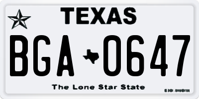 TX license plate BGA0647