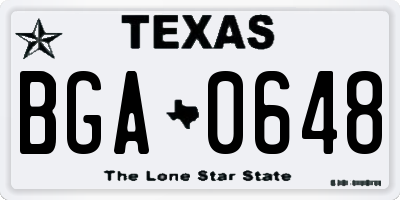 TX license plate BGA0648