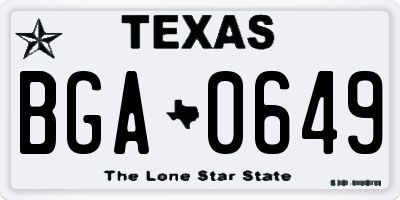 TX license plate BGA0649