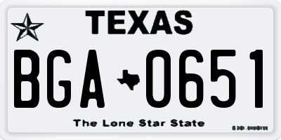 TX license plate BGA0651