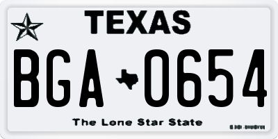 TX license plate BGA0654