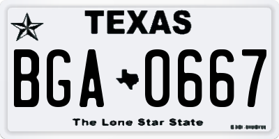 TX license plate BGA0667