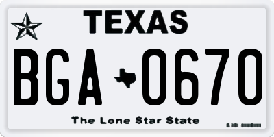 TX license plate BGA0670