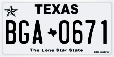 TX license plate BGA0671