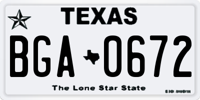 TX license plate BGA0672