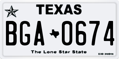TX license plate BGA0674