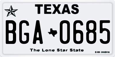 TX license plate BGA0685