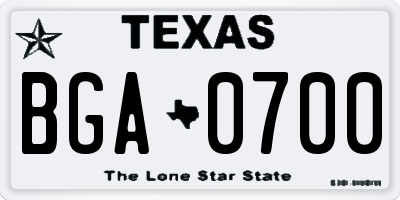 TX license plate BGA0700